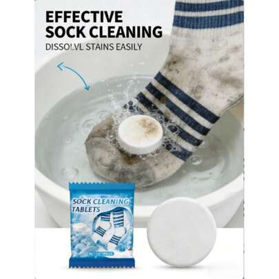  Jakehoe 20/5pcs Sock Cleaning Tablets, Wash Away Yellowing, Stains, Soften And Clean Socks, Multi-Functional Cleaning Tablets