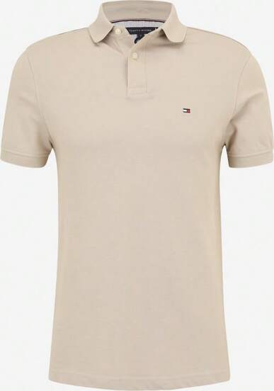  Tommy Hilfiger herenpolo met korte mouwen, beige, normale pasvorm
