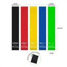 Set de 5 bandas de resistencia Lincky, bandas elasticas, para entretenamiento de fueza ideal para yoga, pilates, banda latex varios colores - Multicolor - Ver 2