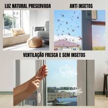 KIT Tela Mosquiteira Magnetica Para Janela c/Imã Anti Mosquitos Anti-insetos 180x150 Cor Branca - Branco - Visão 3