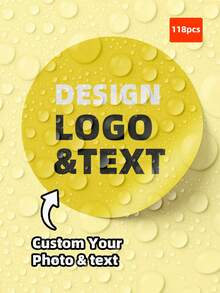 1-100张定制贴纸，个性化商业标签，定制贴纸和Logo，婚礼生日洗礼贴纸，设计您自己的贴纸，个性化生日贴纸，可爱定制贴纸，个性化，精致配饰，浪漫礼物，多功能，装饰性，可重复使用，精致，时尚，高品质，色彩缤纷，现代，定制，个性化，独特，家居装饰，温馨氛围，冬日优雅，永恒之爱 - 彩色 - 查看 118