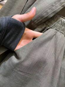 Linen Shirt And Shorts Set (2 Pieces), Lined With Elastic. - Dark Green - View 5