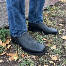 Botin Vaquero De Piel Choco Grizzly Suela Para Hombre Bota De Piel Negro Cowboy  Playa Boda Fiesta Exterior Botas De Cuero - Negro - Ver 2