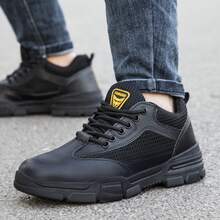 GUYISA Unisex Safety Shoes, Classic Series Anti-Smash Anti-Puncture, Soft & Comfortable Work Shoes For All Seasons, Rubber Sole Soft & Durable, Slightly Heavy But Very Comfortable! CN36-46 - Black - View 4