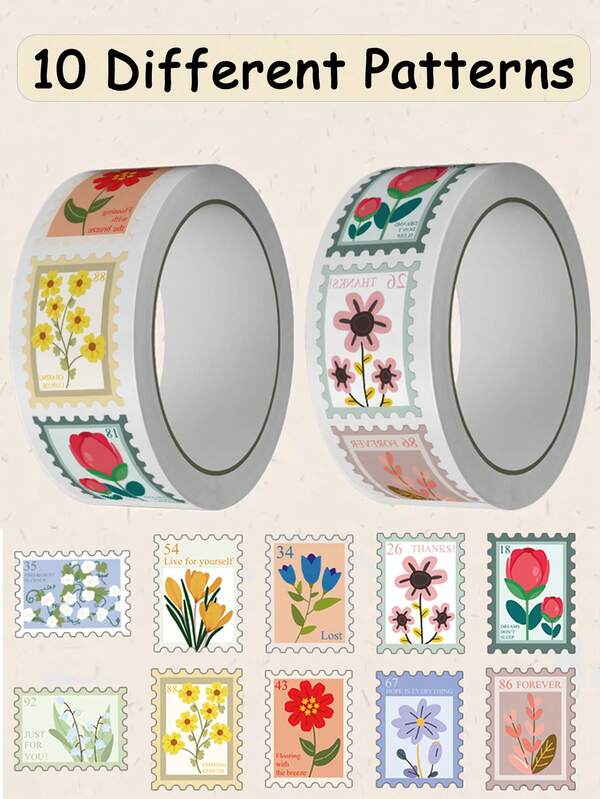 1 لفة/500 قطعة ملصقات زهور لتزيين أجهزة الكمبيوتر المحمول والهواتف المحمولة