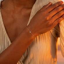 1pc S925 Silver Luxury Butterfly Design Bracelet With Sparkling Zirconia Stones, Elegant Everyday Wear Jewelry, Quality Gift For Loved Ones - Yellow Gold - View 2