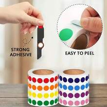 1000 pezzi Adesivi a pois colorati, etichette di codifica colorate rotonde da 13 mm a 19 mm, 10 colori tra cui giallo, verde, rosso, rosa, arancione, blu, viola, bianco, nero, multifunzionali per organizzazione di ufficio, aula scolastica, impermeabili e autoadesivi in PVC - Etichette a punti colorati - Visualizzare 4