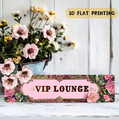 2D平面，1件，复古风格街头装饰招牌，VIP休息室金属墙饰，适用于家居、咖啡馆、车库、农舍、浴室、厨房、花园、节日礼物，10.16 x 40.64厘米，2D平面