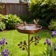 1pc Outdoor Garden Bird Bath Tub, Heavy Duty Metal Frame, No Batteries Required, All-Weather Weatherproof Design, Suitable For Hummingbirds And Birds, Vintage Patio Decoration, Comes With Feeding Station - Easy To Install, Suitable For Patios And Gardens. - 多色 - 查看 6