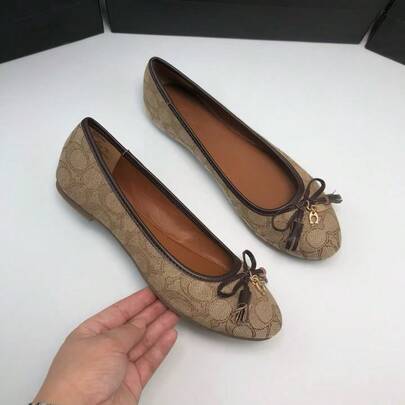 Damen-High Heels, klassische C-förmige Ballerinas für Frühling und Herbst, flache Schuhe mit runder Spitze und Schleife, elegante und vielseitige Slipper.