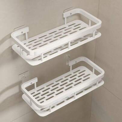 Wall Mounted Shower Caddy - Large Capacity Shower Storage Rack, No Drilling Installation Bathroom Decor. Suitable For Bathroom Vanity And Kitchen Storage, Space-Saving And Easy To Install. Double-Tier Storage Baskets For Holding Toiletries, Cosmetics And Miscellaneous, Bathroom Essentials.
