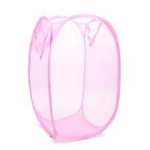 1pc Pop-Up Mesh Laundry Basket, Foldable Portable Laundry Basket, Foldable Dirty Clothes Storage Basket, Household Storage Basket For Socks, Underwear, Toys, And Miscellaneous Items - 粉色 - 查看 1