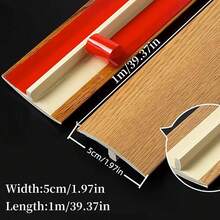 1pc Molding Floor Transition Strip For Tile To Laminate/Vinyl And Carpet, PVC Flat Divider Strip For Joining Flooring Gaps, Self Adhesive Vinyl Floor Edge Strip Wood Grain Finish - Cuttable - C - View 2