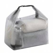 1pc Waterproof Large Capacity Drawstring Bag, Unisex Outdoor Travel Toiletry Pouch, Spacious Swimwear Storage Bag, Foldable & Adjustable Size, Designed For Wet & Dry Separation - Grey - View 5