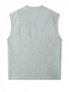 Men's Heather Gray Sleeveless Henley Top Old Money Style Business Casual Knit Vest For Office & Refined Daily Wear - Grey - View 6
