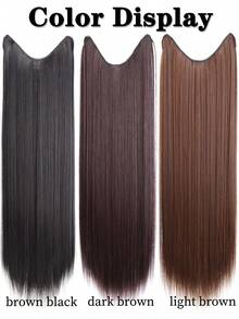 Tóc giả dài thẳng, chịu nhiệt, hình chữ V, 4 kẹp cài, màu nâu đen nâu đậm, thích hợp cho nhiều dịp. - Nhiều màu - Xem 6