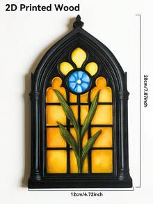 1 Stück Gotischer Kathedralfenster Wanddekoration Blau Blumen Holzplakette Vintage Bogen Kirchenstil Holzdruck Mittelalterliche Heim Ästhetik Wohnzimmer Wandbehang Dekorative Kunstarbeit Bohemian Altar Dekoration Viktorianisch inspirierte Holzhandwerkskunst Mystischer Raumzubehör Dark Academia Stil Wandkunst Elegantes Einweihungsgeschenk - Stil C - Übersicht 9