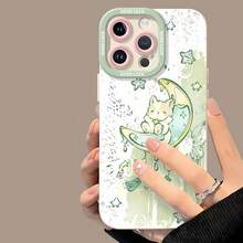Lindo gato luna sueño tema verde.funda de teléfono Fundas compatibles con ,Apple,VIVO,OPPO,,, y Honor.Fabricadas en silicona TPU,ofrecen protección contra golpes y caídas. - Blanco - Ver 4