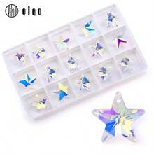 QIAO 18毫米3D切割AB彩玻璃星星吊坠，带孔彩虹色星星饰品，适用于UV树脂工艺品，DIY珠宝制作材料，可用于制作项链、钥匙扣、手机挂件 - 彩色 - 查看 9