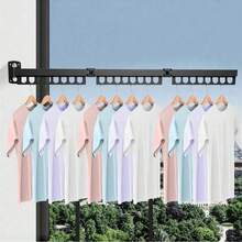 1 Piece Of Stainless Steel Foldable Clothes Hanger, Portable Wardrobe, Drying Rack, Multifunctional Indoor/Outdoor Multi-Hole Hanging Clothes Rack, Invisible Foldable Balcony Clothes Rack, Portable Wall-Mounted Household Kitchen Storage And Organization Hanging Rack, Portable Wardrobe. - Multicolor - View 9