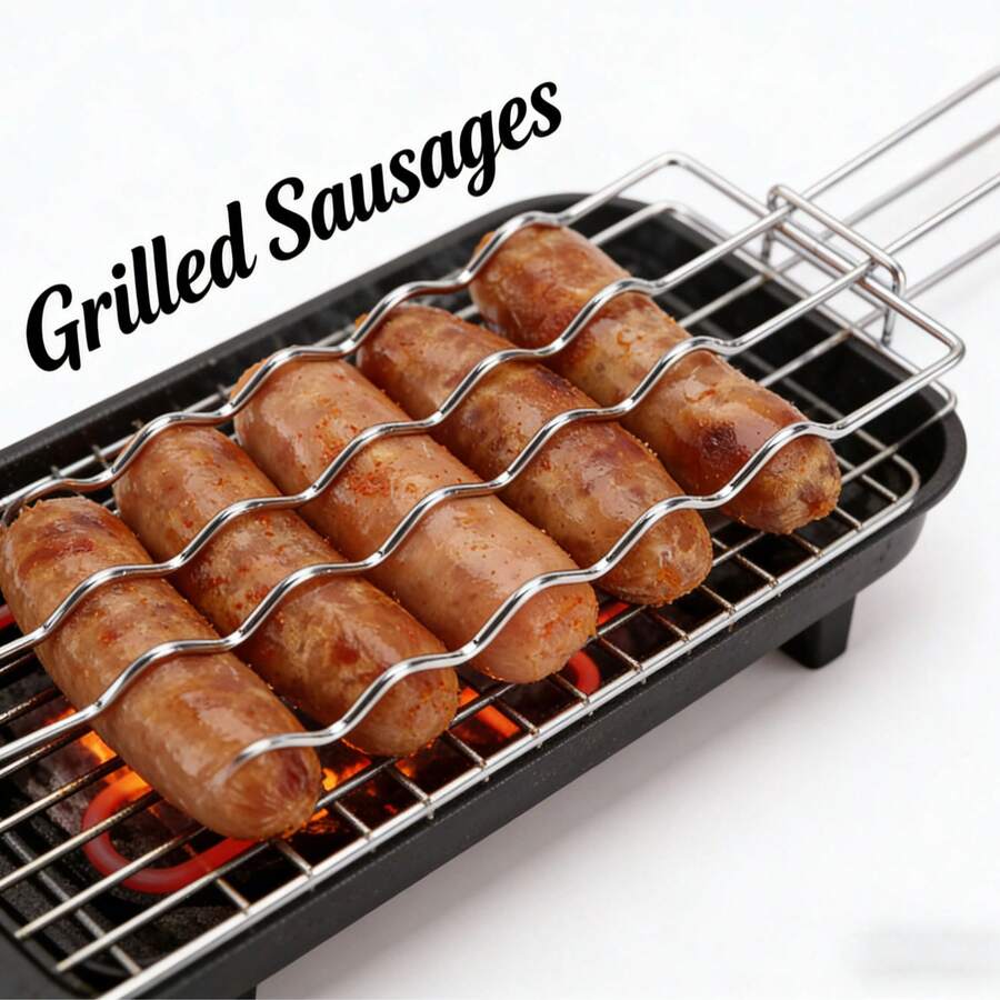 1个香肠夹，多功能烧烤香肠夹，均匀加热，防滑，不锈钢耐热设计，卫生易清洗，适合户外露营、野餐、烧烤，省时省力，适用于各种香肠，夹持稳固，提高烧烤效率，厨房烧烤通用，便携，适合初学者，是制作美味香肠的必备烧烤工具。 - A - 查看 1