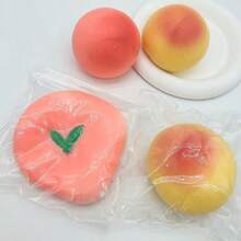 舒缓压力桃子挤压玩具，慢回弹减压多汁桃子挤压软玩具 - 彩色 - 查看 3