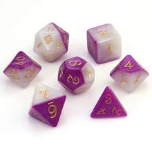 7 件套多面骰子，白紫双色，金色数字，节日礼物，户外游戏 - 中紫紅色 - 查看 8