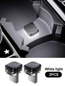 2 piezas Luces de ambiente USB para coche, Luces decorativas LED portátiles mini, Luces de modelado de ambiente para fiestas, Adecuadas para accesorios interiores de automóviles, RGB/Azul/Blanco/Rojo - 2 piezas - Ver 6