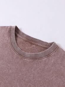 Men's Printed Vintage Washed Vest, Loose Fit, Casual Street Style, A Must-Have Item For Street Wear And The Gym. - 咖啡色 - 查看 2