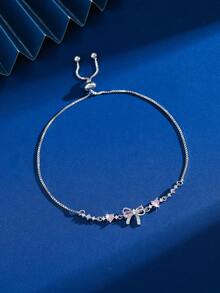 1件优雅可爱奢华蝴蝶心形锆石可调节手链，适合女性和女孩日常佩戴、生日礼物、毕业派对，为装扮增添精致感。 - 彩色 - 查看 7