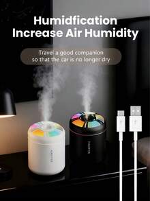 Colorful Gradient Humidifier With LED Light, USB Plug, 6 Essential Oil Options, Quiet Humidification. Suitable For Air-Conditioned Rooms, Bedrooms, Hotels, Offices, Dorms, Bathrooms, Pet Rooms, Yoga Studios. - Mist - View 11