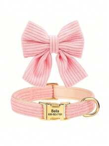 Nylon Adjustable Bow Tie Pet Dog Cat Collar - Suitable For Small And Medium Breeds Like Chihuahua And Teddy Bear - Pink - View 5