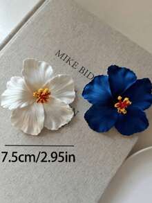 3pcs/1pc Women's Blue Orange White 7.5cm/2.95in Gradient Faux Flower Hair Clip Fashion Versatile Premium Elegant Simple Minimalist Solid Color Side Clip Hair Accessory Suitable For Daily Outings Casual Parties Commuting Vacations Hair Styling Ponytails Hair Buns Face Washing Bathing Makeup Matching Clothes Use Jewelry Headwear Accessories, Claw Clips - Multicolor - View 3