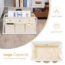 KEEGH - Soporte para revistas con 3 bolsillos revistero para libros periódicos cesta de almacenamiento para computadora sala de estar baño oficina - beige - Ver 3
