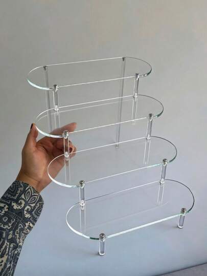 1 pieza Soporte de exhibición escalonado de acrílico transparente, organizador multifuncional de tocador para perfumes y cosméticos, decoración del hogar