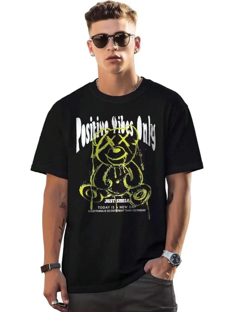 Camiseta Urso Silhueta Camisa Blusa Unissex Masculino Feminino 100% Algodão Top Premium Street Wear Lançamento Envio Imediato Varias Cores!! - Preto - Visão 1