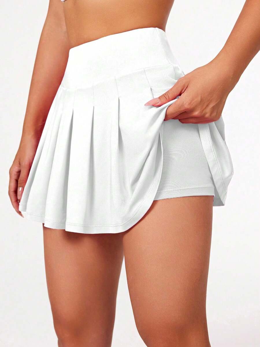 Women's High-Waisted Ruffled Short Skirt For Fitness, Gym, And Comfort In Supplex Fabric - 白色 - 查看 1