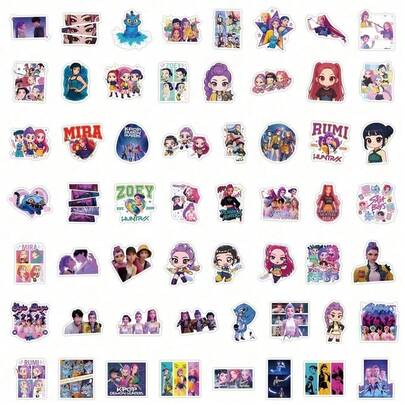 Bộ 55 miếng dán trang trí chủ đề nhóm nhạc nữ K-POP - Hình ảnh sống động các thành viên, cảnh biểu diễn trên sân khấu và thiết kế logo nhóm, nhiều kiểu chữ Q và kiểu chữ thực tế, bảng màu đa dạng, miếng dán tự dính, chống thấm nước, độ phân giải cao, có thể tái sử dụng.