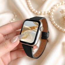 Band, Buckle Style, Compatible With 40mm-38mm-41mm-42mm-44mm-45mm-46mm-49mm Series 11 10 9 8 7 6 5 4 3 2 1 SE Ultra, High-Quality Smart Watch Replacement Strap, Fashionable Wristband For Women - Black - View 1