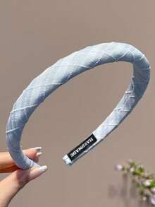 1 cái/4 cái Băng đô cài tóc bằng thun mềm mại, họa tiết kẻ sọc và caro xanh denim, thích hợp để sử dụng hàng ngày, không làm hư tóc. - Nhiều màu - Xem 8