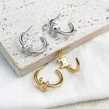 Arc De Triomphe Inspired Luxury Niche Design Elegant Gold Earrings, Copper Plated Hoop Earrings - Kaimen Hoop Earrings - View 2