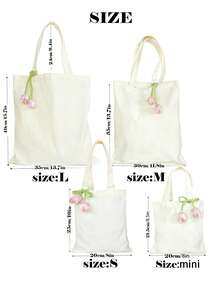 1/5/10 Pcs Set Of Reusable Canvas Tote Bags With Removable 3D Floral Decor, 4 Sizes Available, Gift Bags For Weddings, Bridal Showers, Baby Christenings, Holidays, Birthdays, Parties, Spring Events, SPA Parties, Candy Distribution, Guest Gifts, Employee Appreciation, Daily Shopping And Travel, Practical Gifts For Sisters, Friends, Mothers, Teachers, Classmates - View 12