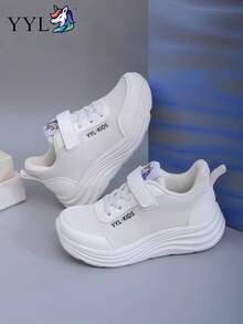 1 Pair Lightweight Fashionable Campus Style Sports Shoes, Comfortable Anti-Slip Wear-Resistant With Lasted Construction, Stable Foot Support, EVA Outsole, Suitable For Running And Daily Wear - White - View 4