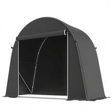 Portable Garden Shed, Bicycle Tent, Roll-Up Door With Zipper, Metal Frame, Versatile Storage, Plastic Cover, Dark Grey - Dark Gray - View 9