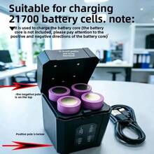 4槽充电器，兼容21700电池（不含电池），智能快速充电，不损坏电池，即插即用。 - 充電盒(不含電池) - 查看 12