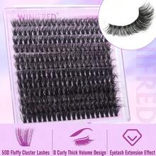 Winifred Cluster Eyelash Extensions Wispy Lash Clusters Thick Volume Individual Lashes 50D Lash Extension D Curvature Eyelash Clusters 16mm DIY Faux Mink Eyelash Extension (240pcs) - 濃密型-50D 睫毛簇 - 查看 2