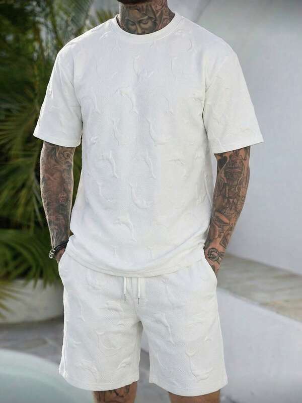 2pcs Men's Casual Solid Color Short Sleeve Polo Shirt And Shorts Set, Suitable For Men's Daily Casual Wear, Weekend Outings, Outdoor Activities, Travel, Relaxing Work Environment Or Semi-Formal Occasions, Can Be Given As A Gift To Boyfriend/Husband For Anniversary, Birthday Party, Summer Vacation, Wedding, Spring To Summer, Easter And Other Occasions. Men's 2-Piece Summer Outfit, Men's Vacation Clothing