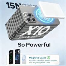 MagSafe Compatible Portable Charger, 5000mAh/10000mAh  Magnetic Power Bank For IPhone 17/16/15/14/13/12,Battery Pack, Easter/Mother's Day/Father's Day/Holiday Gift, Outdoor Travel Use - 白色 - 查看 4