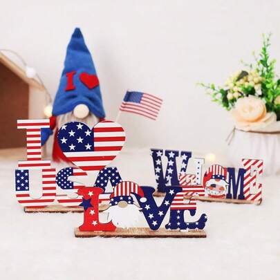 1/3 Pcs 4th Of July Wood Star Decoration Faith Sign Patriotic Wooden Home Table Decor For Living Room Dining Table Centerpieces Memorial Day Red White And Blue Decorations