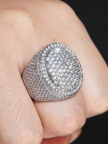 Nhẫn đôi sang trọng đính đá Cubic Zirconia hình học, quà tặng đính hôn và cưới. - trắng - Xem 2